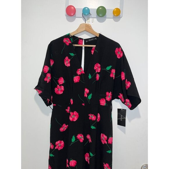NWT Zara Floral Black Jumpsuit  Women size Large - Picture 2 of 10